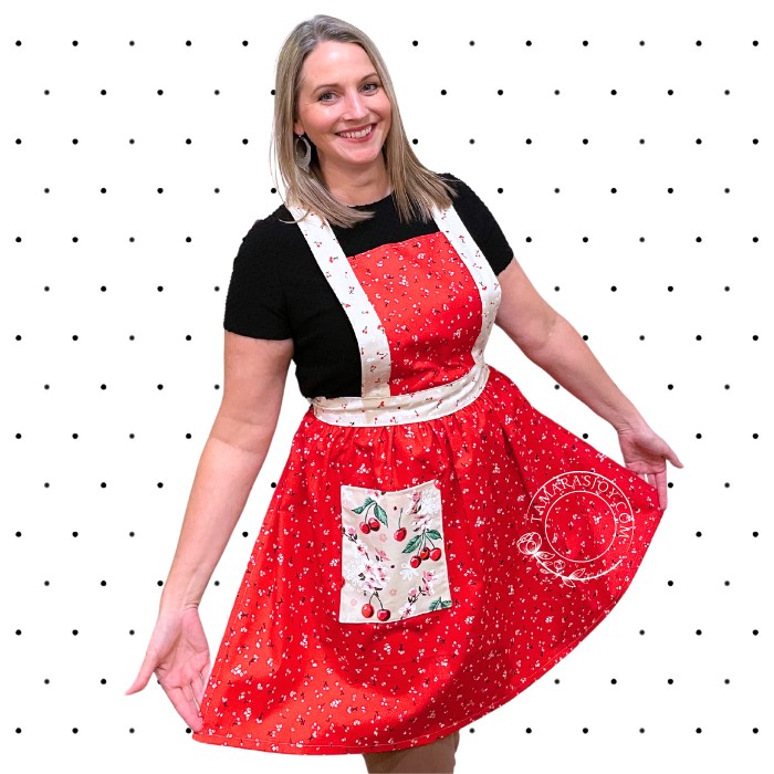 woman showing the apron